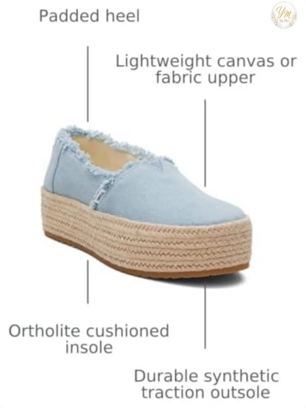 TOMS Valencia Platform Espadrille Women's Textile OrthoLite Cushioned Slip-On